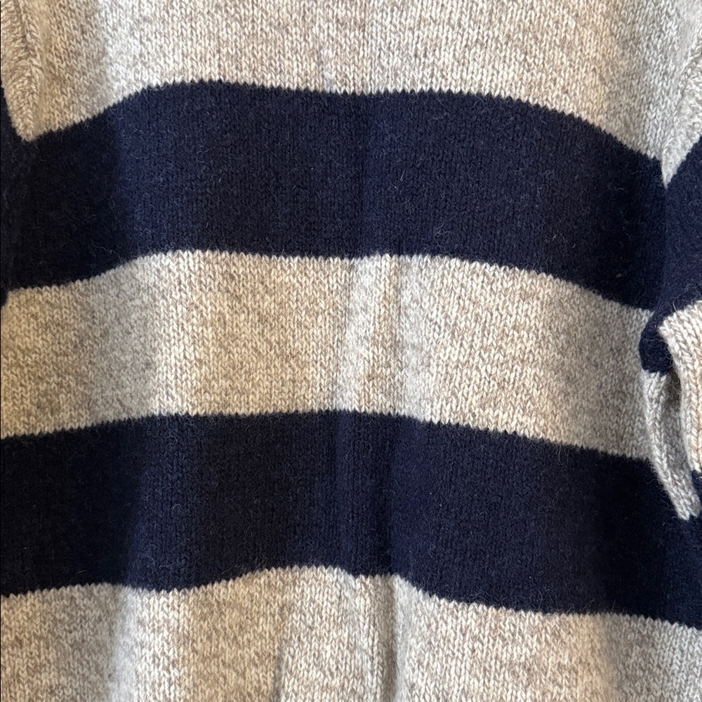 L.L. Bean True Vintage 80’s Ragg Wool Rugby Stripe Sweater Tan Navy Men’s XL - Picture 10 of 13